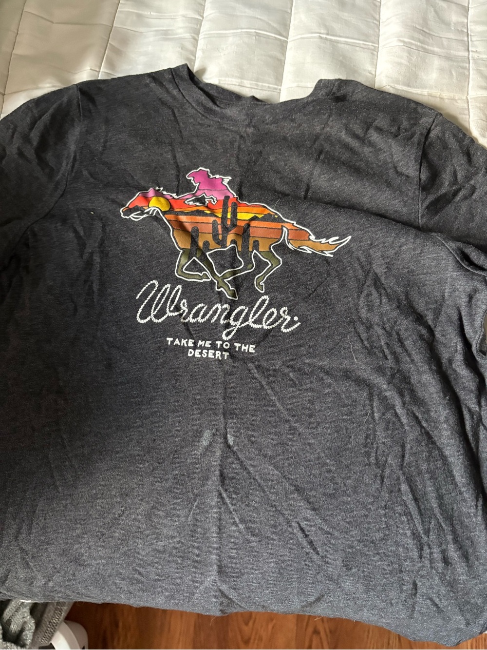Wrangler Charcoal Short-Sleeve Tee with Desert Horse Graphic